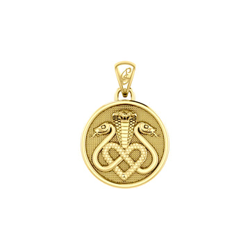 Triple Snake with Celtic Heart Solid Gold Pendant GPD6429